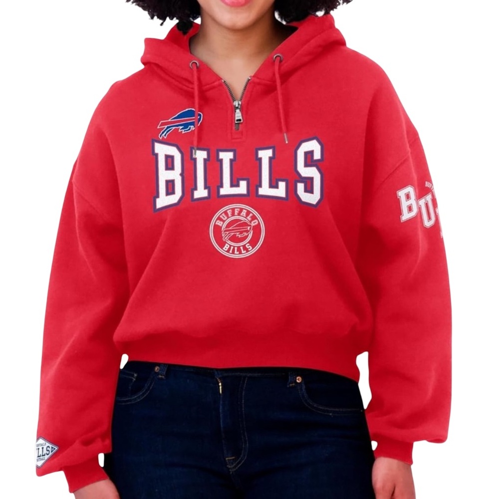 NFL Buffalo Bills Quarter Zip Hoodie Sweatshirt Women’s Size Large